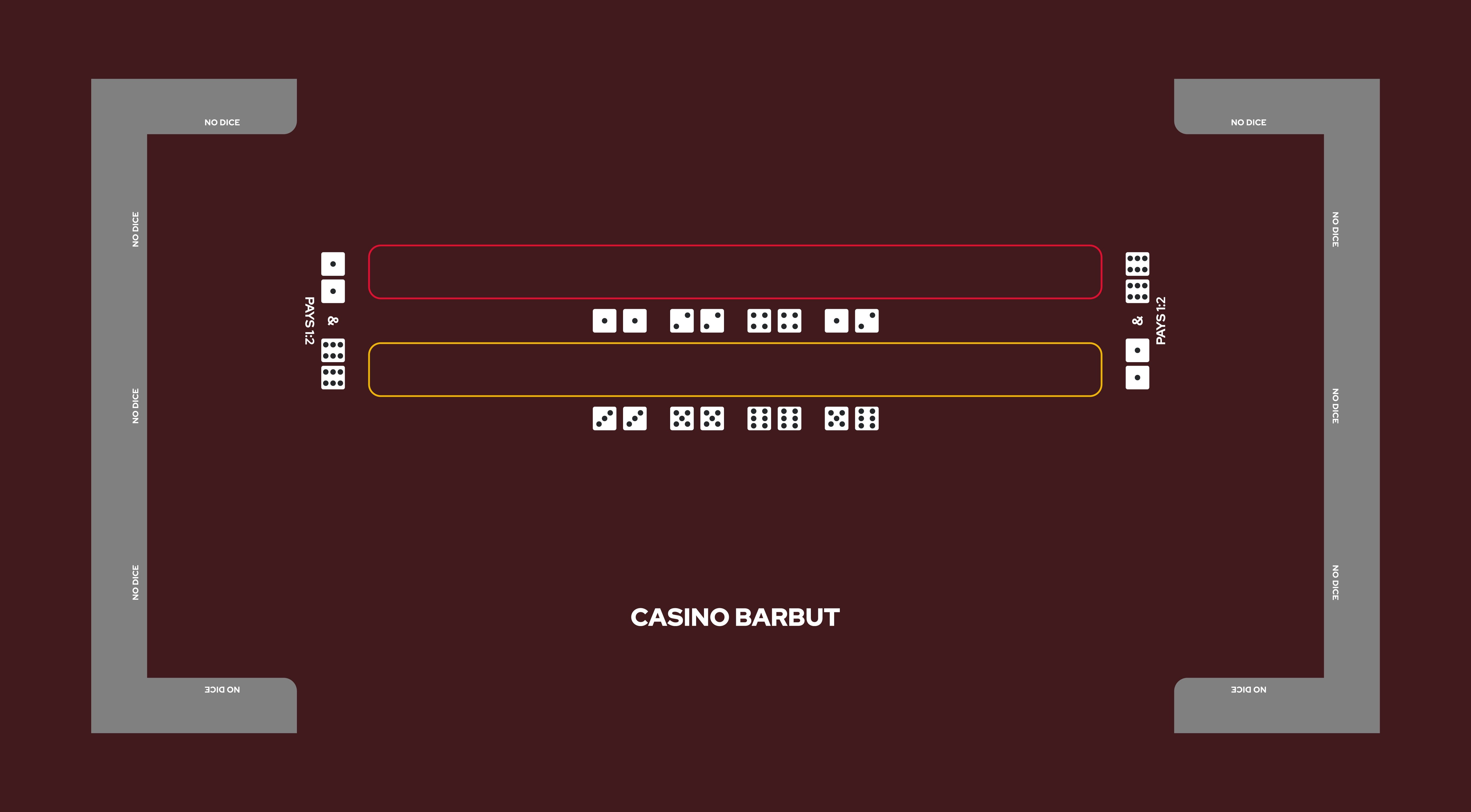 Layout, Barbut, Dice table, No Dice. Brown