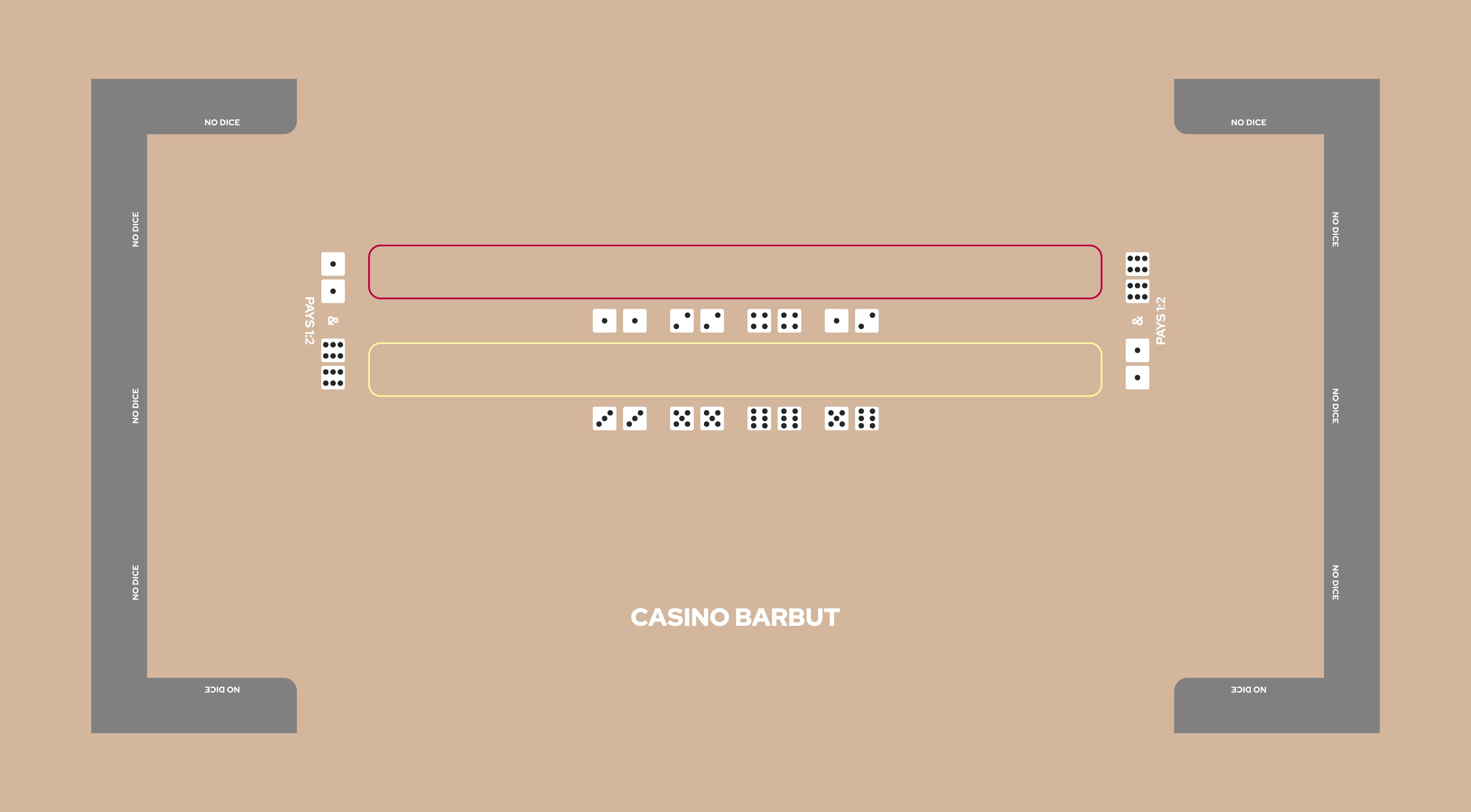 Layout, Barbut, Dice table, No Dice. Beige
