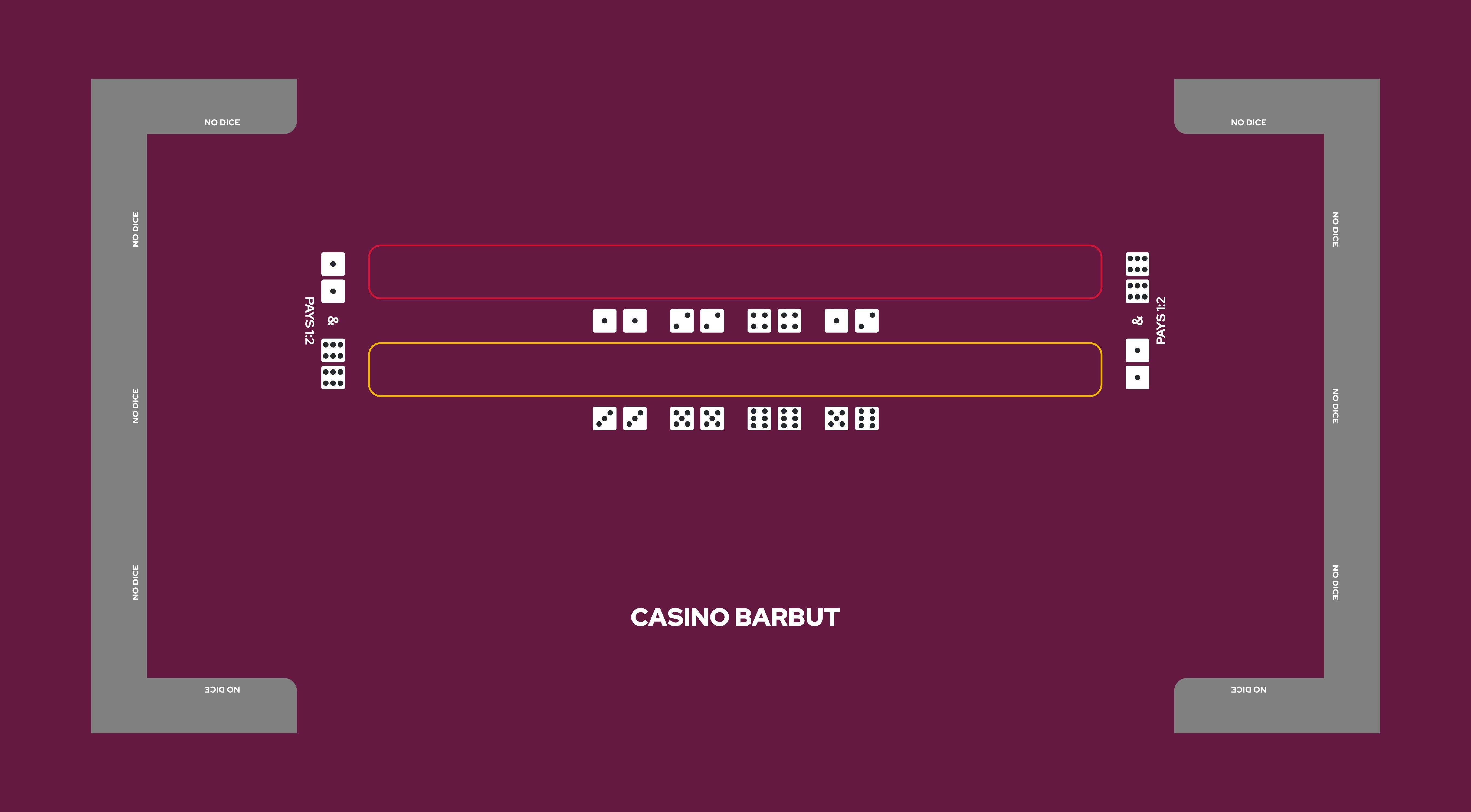 Layout, Barbut, Dice table, No Dice. Purple