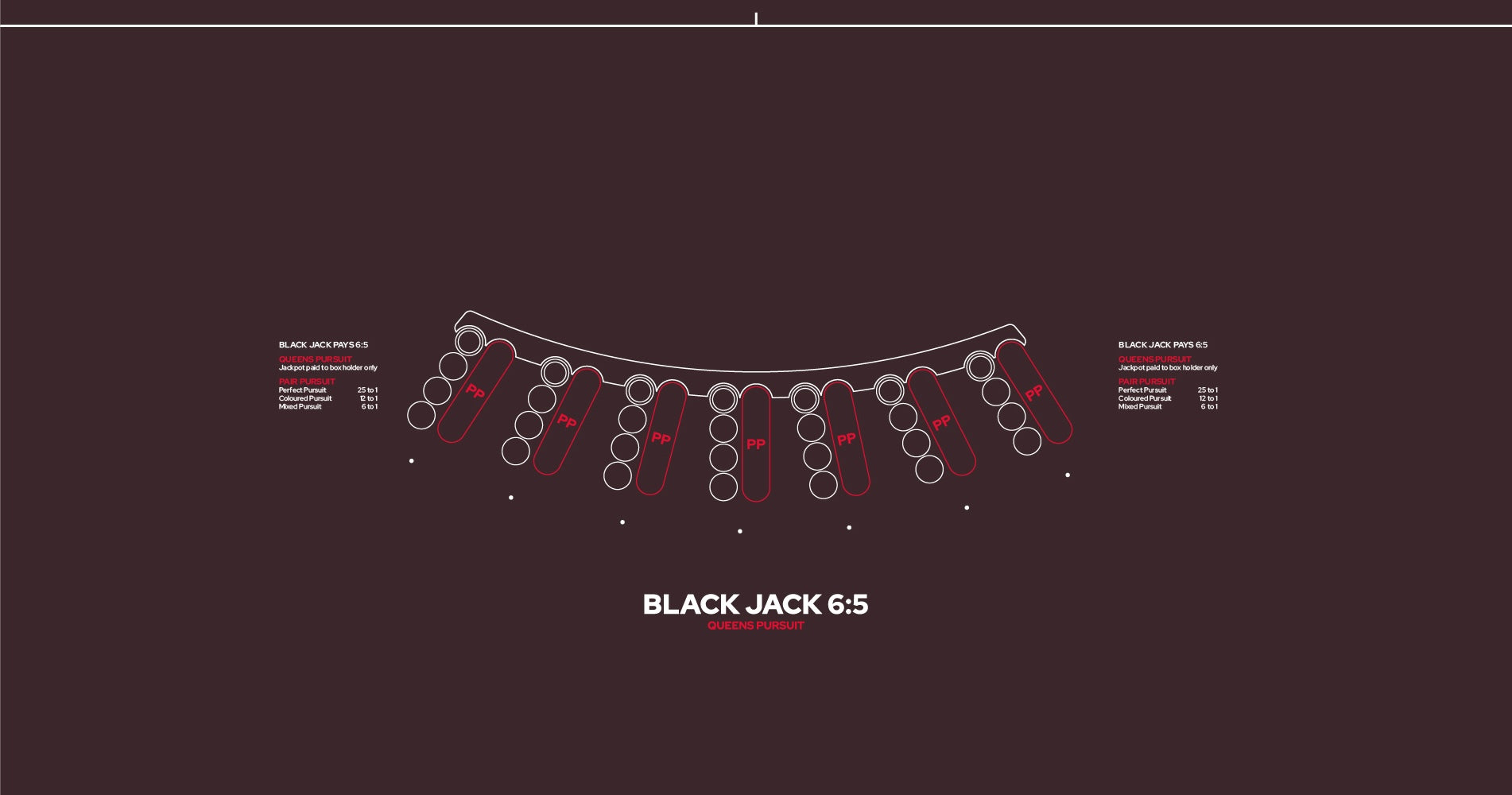 Layout, BJ Pays 6:5, Queens Pursuit, Black (MWLA0551)