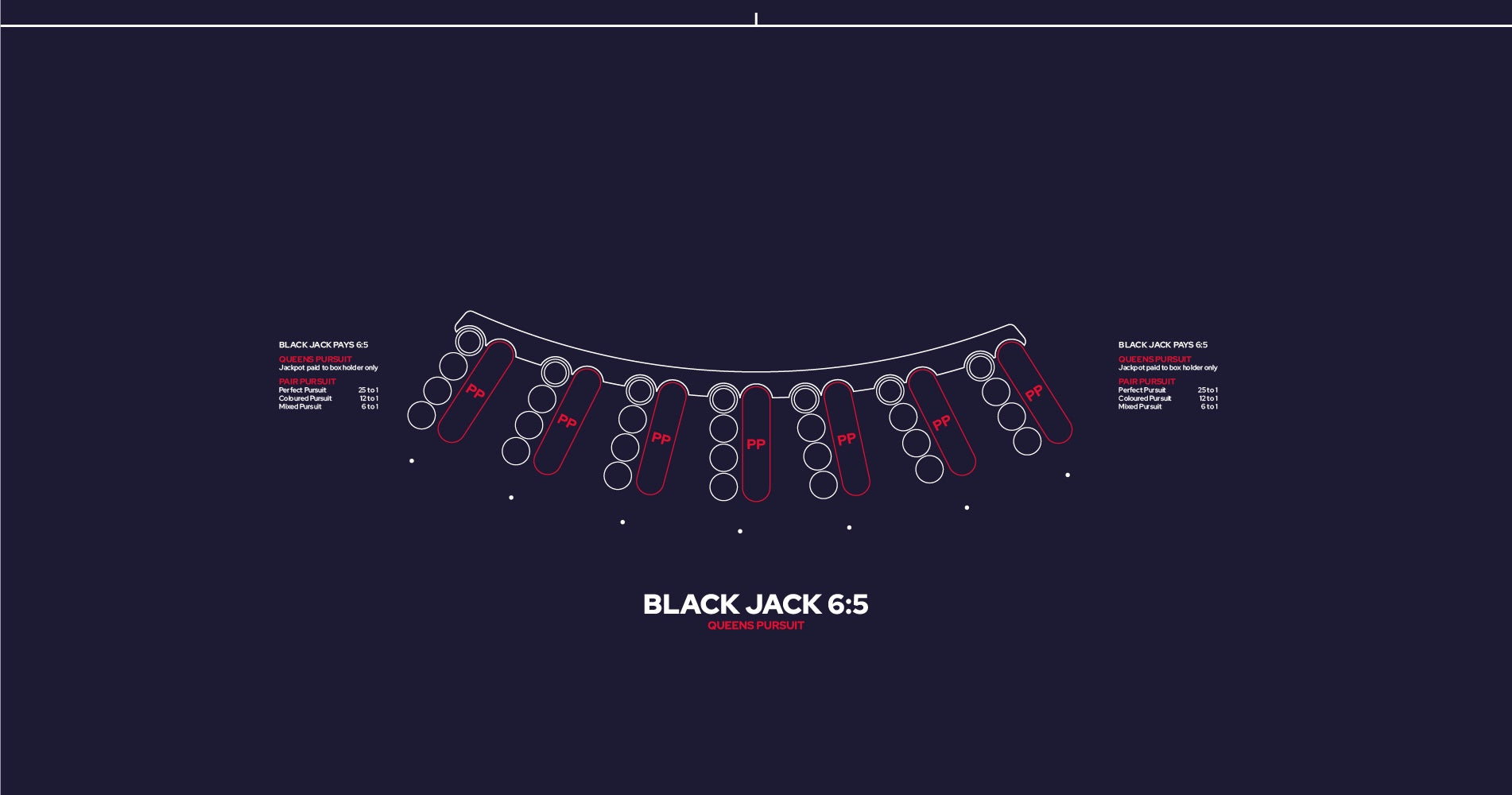 Layout, BJ Pays 6:5, Queens Pursuit, Blue (MWLA0554)