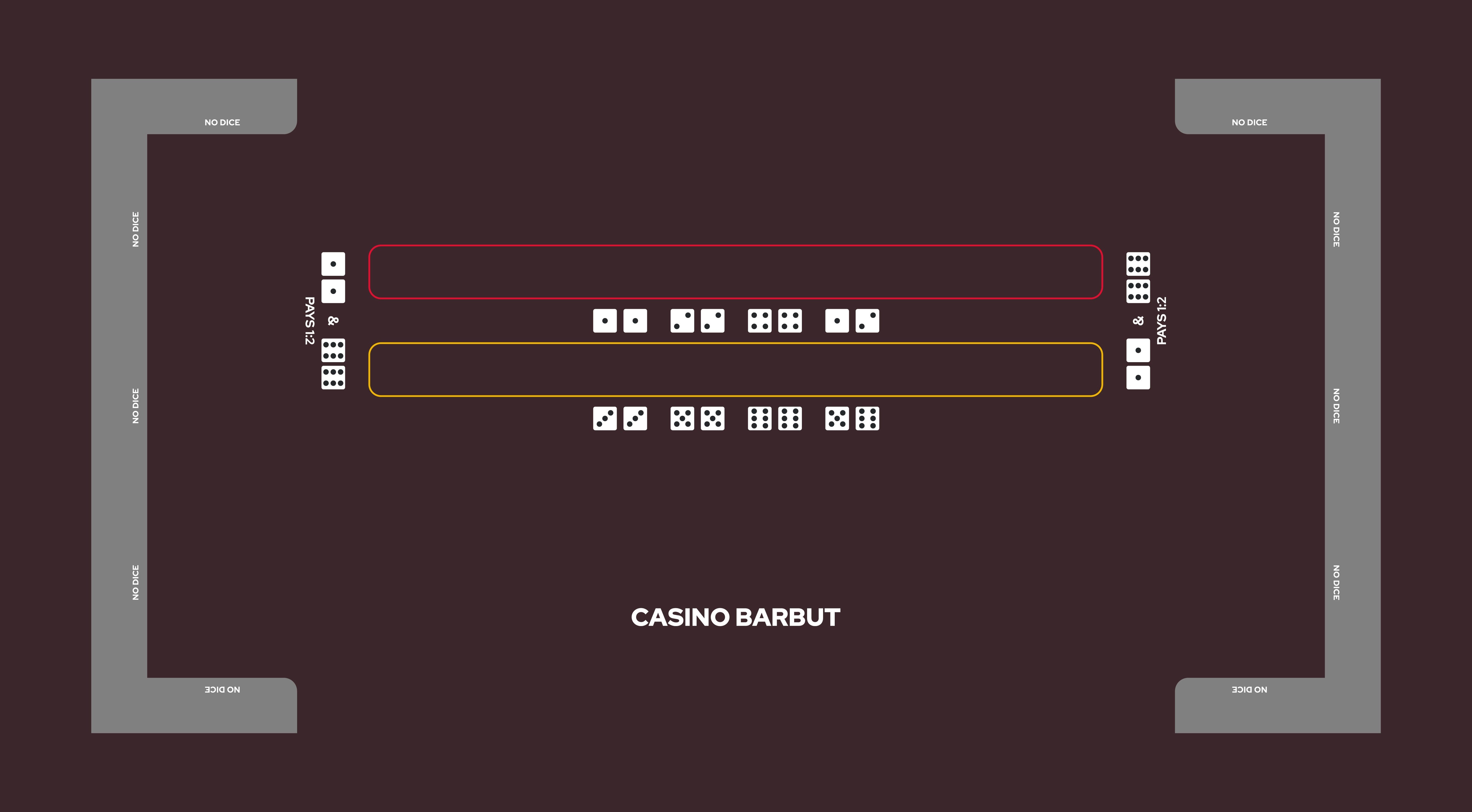 Layout, Barbut, Dice table, No Dice. Black