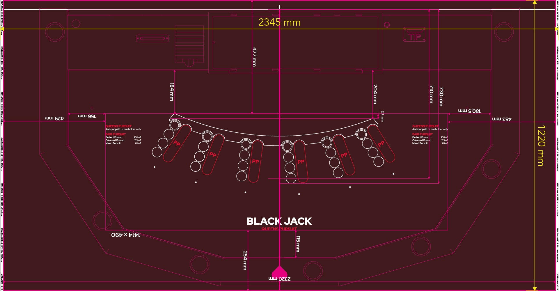 Layout BJ 6 Player Premium (Queens Pursuit) (MWLA0468) Brown