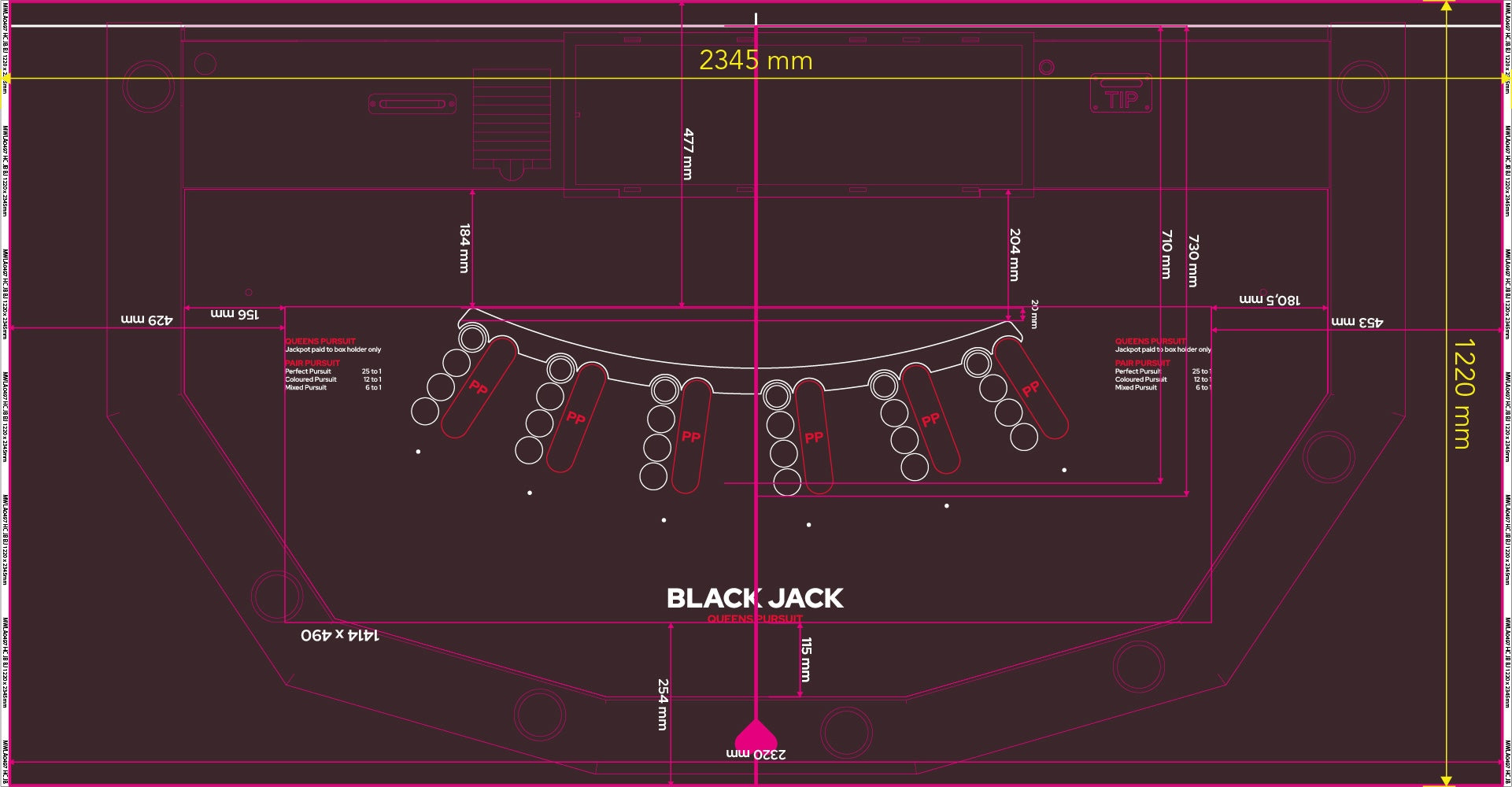 Layout BJ 6 Player Premium (Queens Pursuit) (MWLA0497) Black