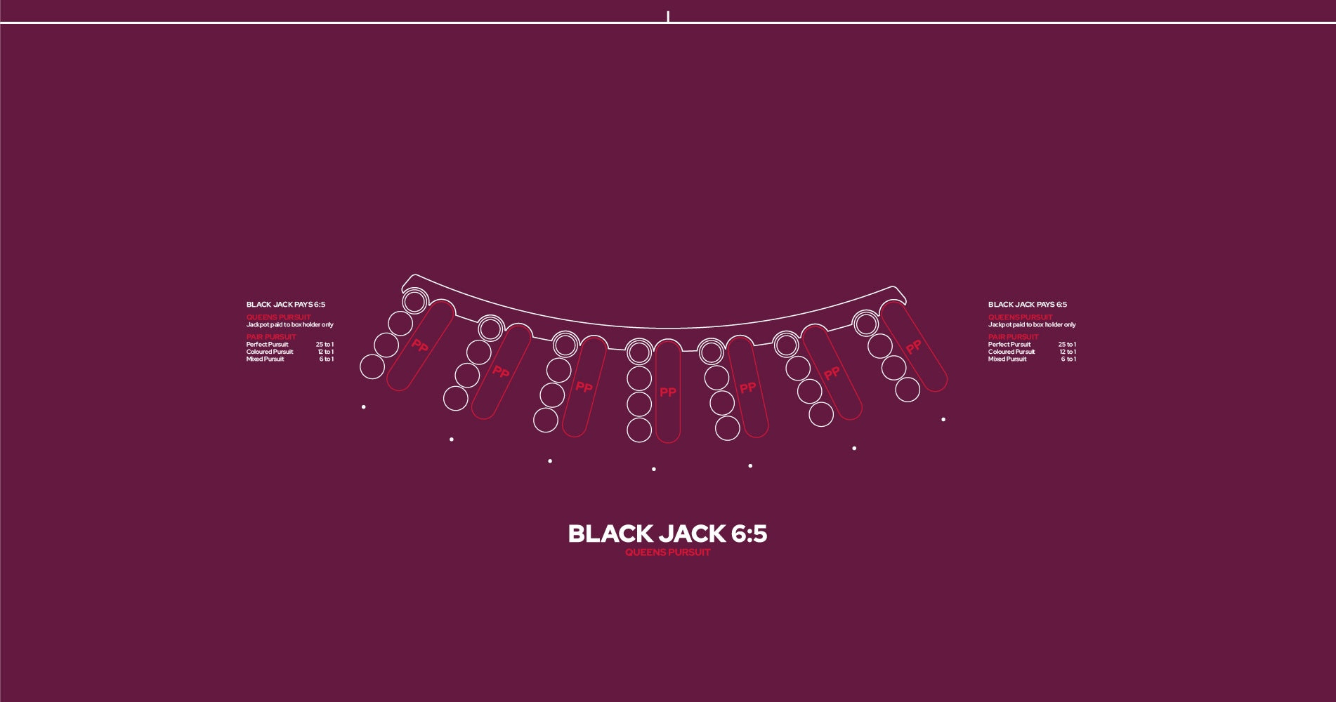 Layout, BJ Pays 6:5, Queens Pursuit, Purple (MWLA0550)