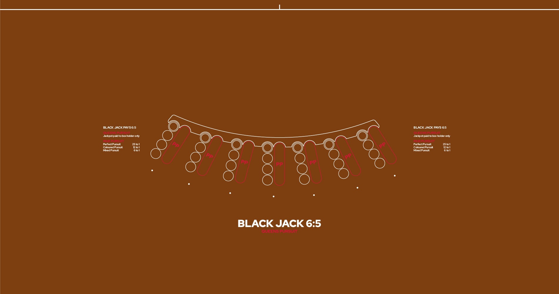 Layout, BJ Pays 6:5, Queens Pursuit, Camel (MWLA0552)