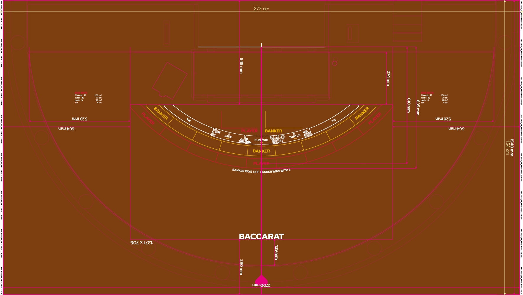 Layout, PB,Punto Banco, Baccarat, 9 Player, Camel (MWLA0569)