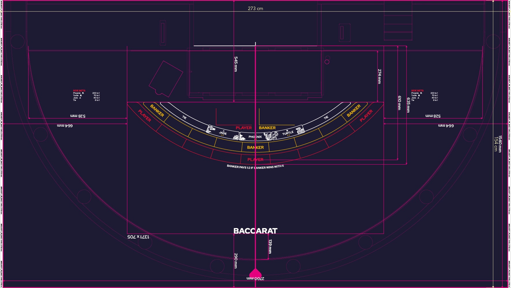 Layout, PB,Punto Banco, Baccarat, 9 Player, Blue (MWLA0571)
