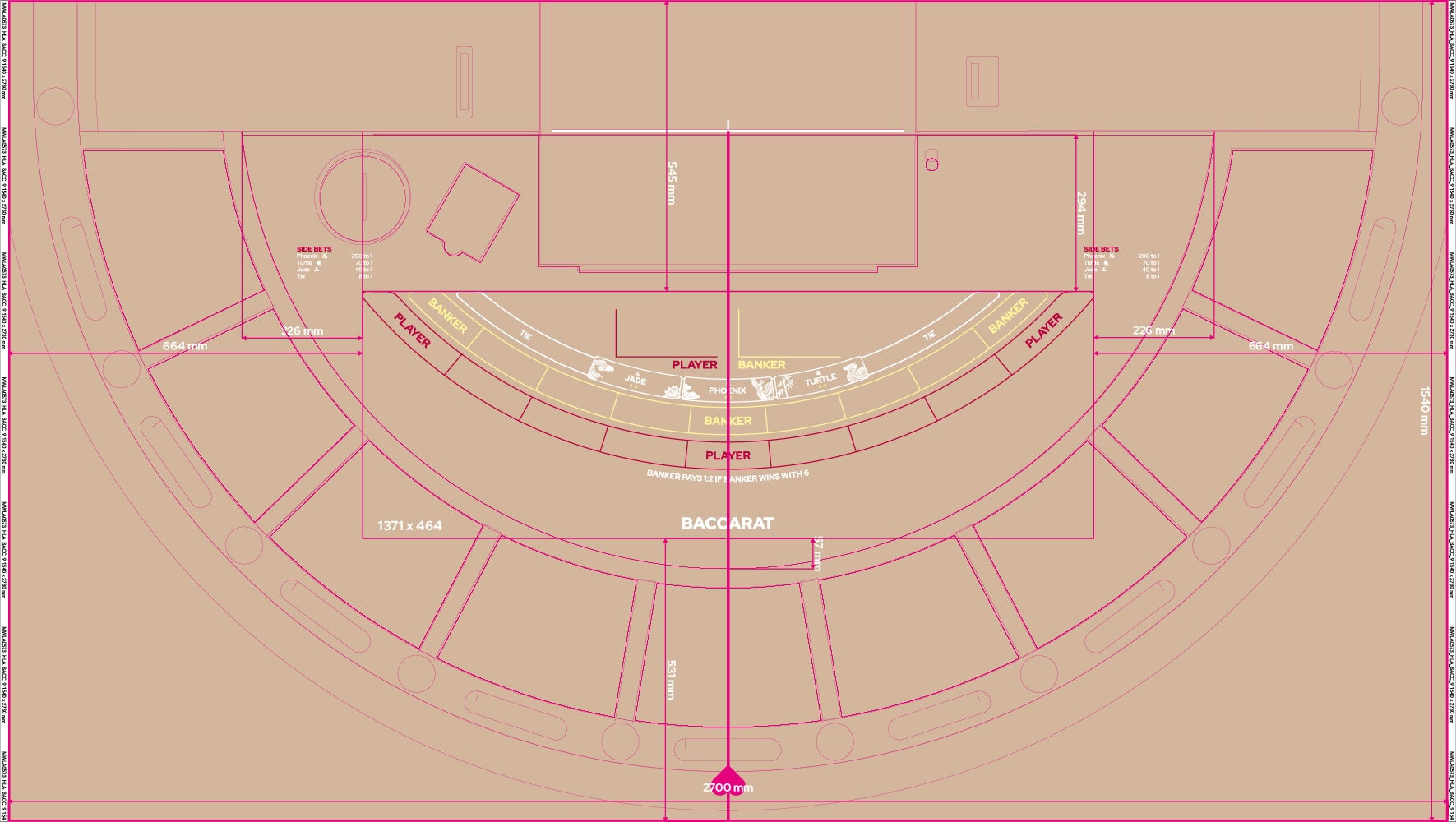 Layout, PB,HLA,Punto Banco, Baccarat,small logo,9 Player, Beige (MWLA0573)