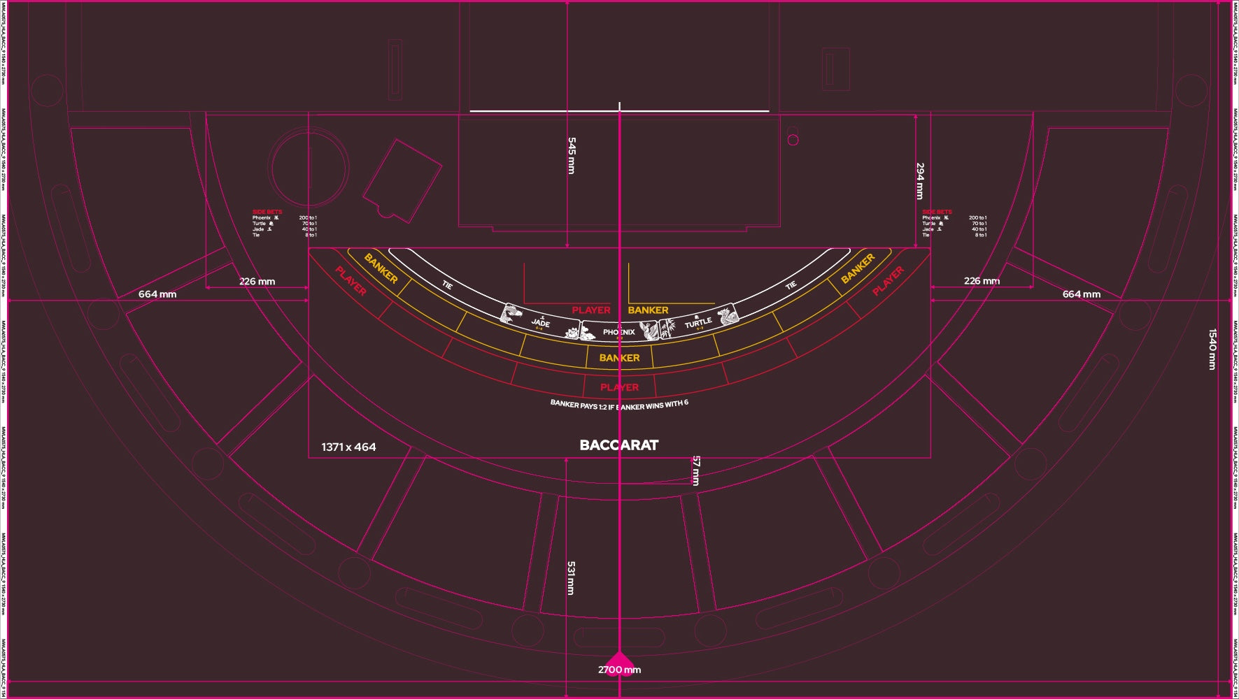Layout, PB,HLA,Punto Banco, Baccarat,small logo,9 Player, Black (MWLA0575)