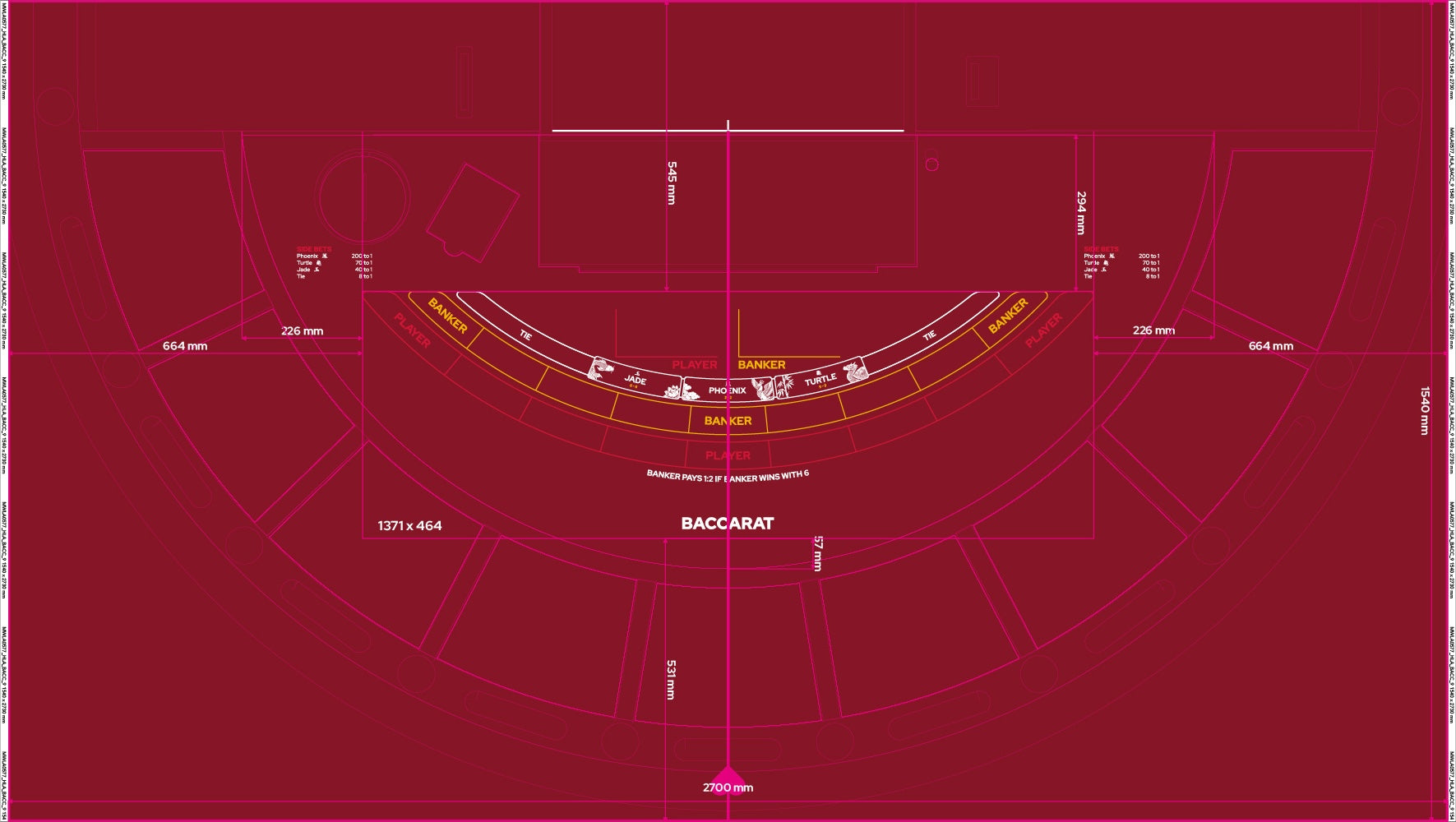 Layout, PB,HLA,Punto Banco, Baccarat,small logo,9 Player, Red (MWLA0577)