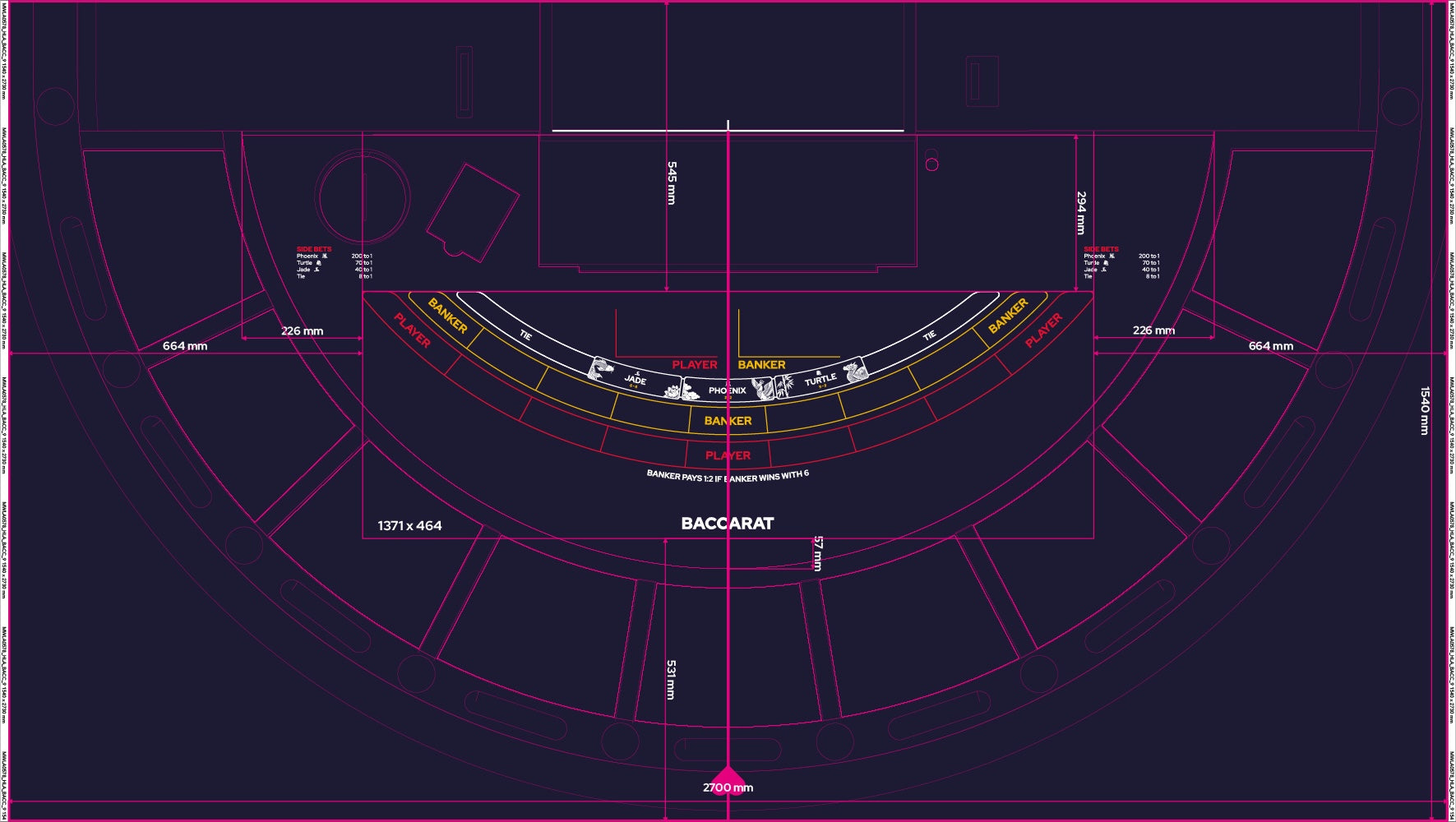 Layout, PB,HLA,Punto Banco, Baccarat,small logo,9 Player, Blue (MWLA0578)