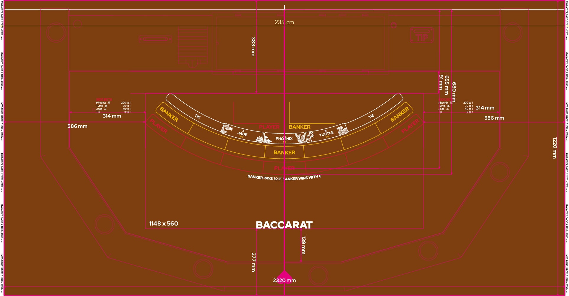 Layout, PB,Punto Banco, Baccarat,7 Player, Camel (MWLA0579)